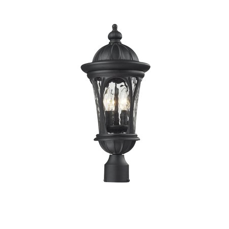 Z-LITE Doma Outdoor Post Light, Black & Water Glass 543PHM-BK